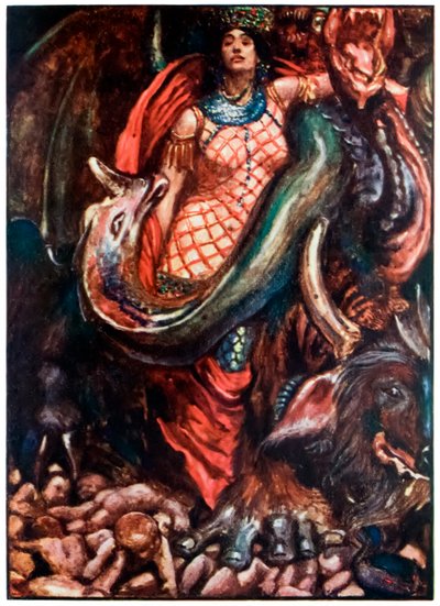 "Sin embargo, estaba gobernado por una mujer" de "El progreso del peregrino de este mundo, al que está por venir" de John Bunyan de John Byam Liston Shaw