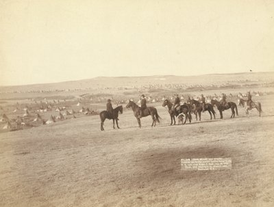 Gen. Miles y su personal viendo el campamento indio hostil más grande en EE.UU., cerca de Pine Ridge de John C. H. Grabill