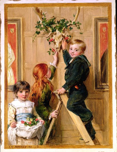 Decorando con acebo, 1881 de John Callcott Horsley