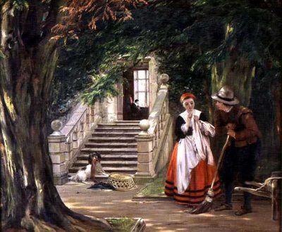 El coqueteo fuera de la casa del maestro de John Callcott Horsley