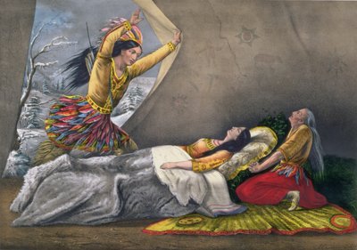 La muerte de Minnehaha, grabado y publicado por Currier e Ives, 1867 de John Cameron