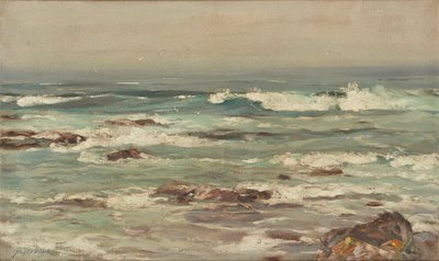 Olas Rompiendo en una Costa Desierta de John Campbell Mitchell