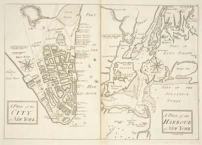 Holkham MS 109 F 41, planos de la ciudad y el puerto de Nueva York, c.1740 de John Carwitham