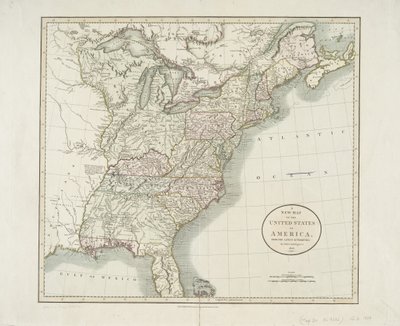 Un nuevo mapa de los Estados Unidos de América, de las últimas autoridades, 1806 de John Cary