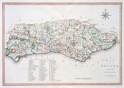 Mapa de Sussex, 26 de marzo de 1805 de John Cary