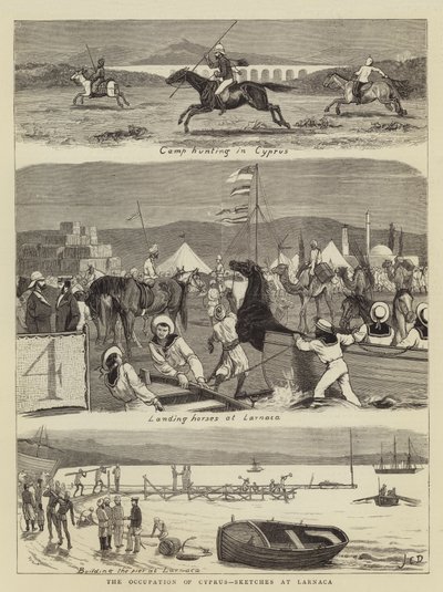La ocupación de Chipre, bocetos en Larnaca (grabado) de John Charles (after) Dollman