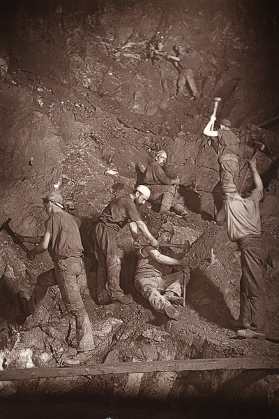 Underhand Stoping, East Pool mine, ilustración de 