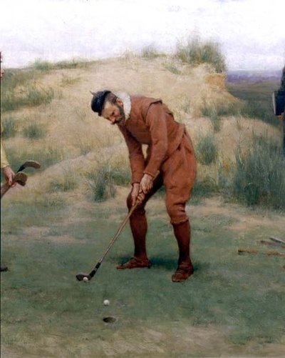 Durante el Tiempo de los Sermones, (detalle) del golfista, 1896 de John Charles Dollman