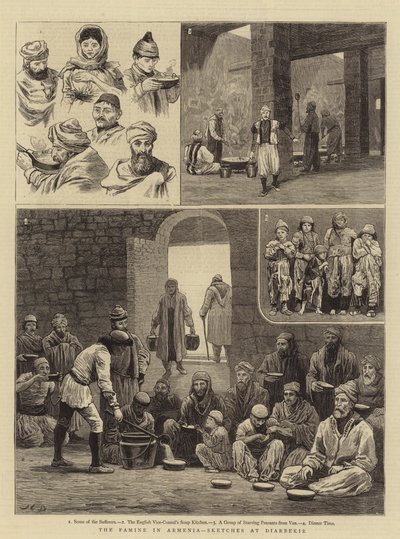 La Hambruna en Armenia, Bocetos en Diarbekir de John Charles Dollman
