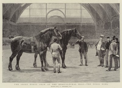 Exposición de caballos Shire en el Salón Agrícola, el duelo final de John Charles Dollman