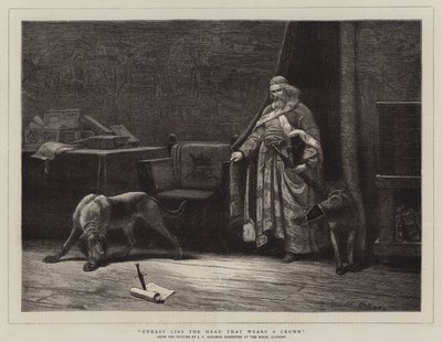 Inquieta yace la cabeza que lleva una corona de John Charles Dollman