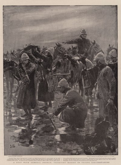 Un descanso con el General French, amarrando caballos en circunstancias difíciles de John Charlton