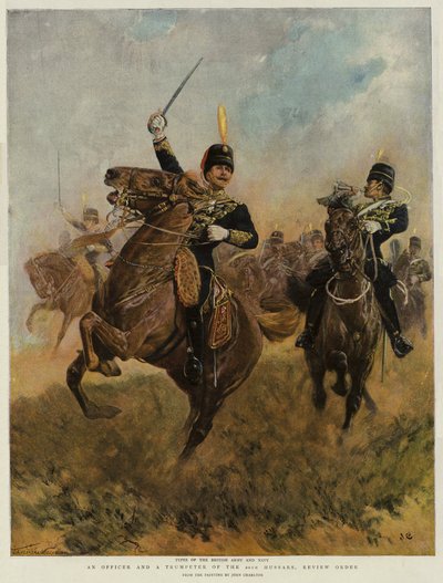 Un oficial y un trompetero de los 20º Húsares, orden de revista de John Charlton