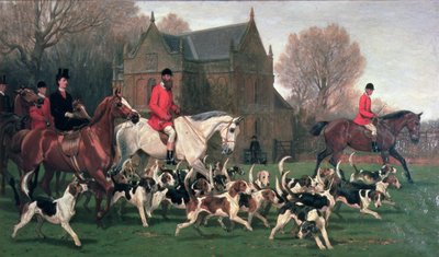 La condesa Spencer en el cazador Goldfinch y John Poyntz, 5º conde Spencer en Misrule, con la caza de Pytchley de John Charlton
