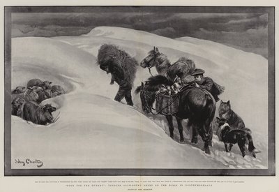 Comida para los Hambrientos, atendiendo Ovejas Atrapadas por la Nieve en las Colinas de Northumberland de John Charlton