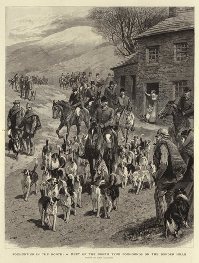 Caza de zorros en el norte, una reunión de los North Tyne Foxhounds en las colinas fronterizas de John Charlton