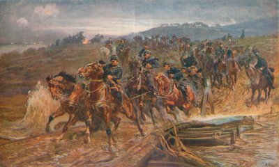 Artillería francesa cruzando el río Aisne, septiembre de 1914, 1915 de John Charlton