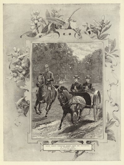S.A.R. el Príncipe Christian cabalgando con sus hijas en el Parque de Windsor de John Charlton