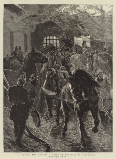 Salvando los Caballos, una Escena en el Incendio en Southwark de John Charlton