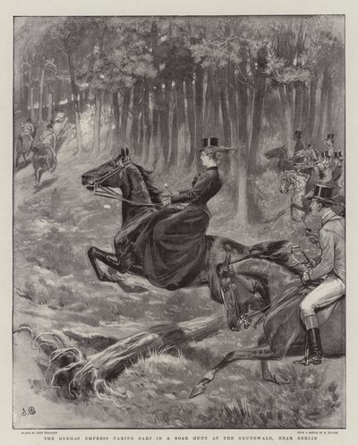 La emperatriz alemana participando en una cacería de jabalíes en el Grunewald, cerca de Berlín de John Charlton