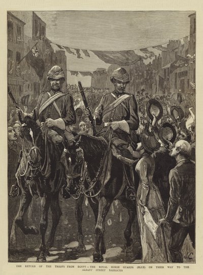 El regreso de las tropas de Egipto, los Royal Horse Guards (Blue) en su camino a los cuarteles de Albany Street de John Charlton