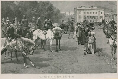 Esperando a la Princesa: un boceto en Rotton Row, Hyde Park, Londres de John Charlton