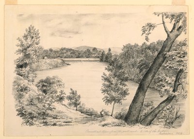Dibujo, Vista del río Conneticut, cerca de Brattleboro, Vermont, 1854 de John Cheney