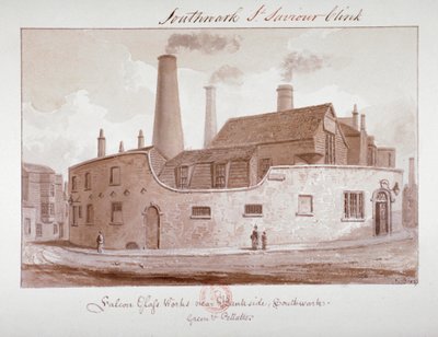 Falcon Glass Works cerca de Bankside, Southwark, Londres, 1827 de John Chessell Buckler