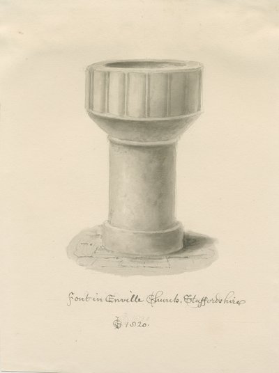 Pila Bautismal en la Iglesia de Enville de John Chessell Buckler