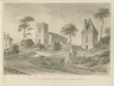 Iglesia de Fulford: dibujo en sepia de John Chessell Buckler