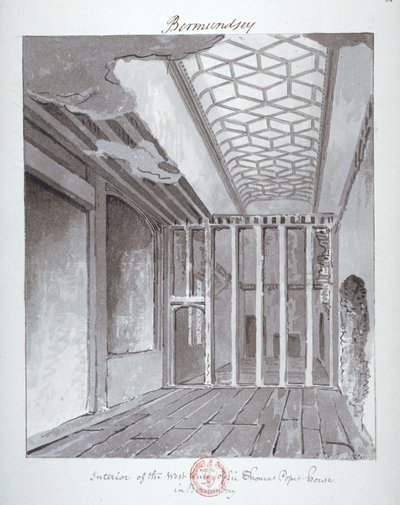 Interior del ala oeste de la casa de Sir Thomas Pope en Bermondsey, 1808 de John Chessell Buckler