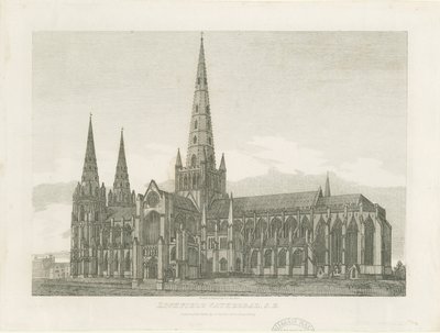 Catedral de Lichfield - Vista Sureste: grabado, nd [c 1820] (impresión) de John Chessell Buckler
