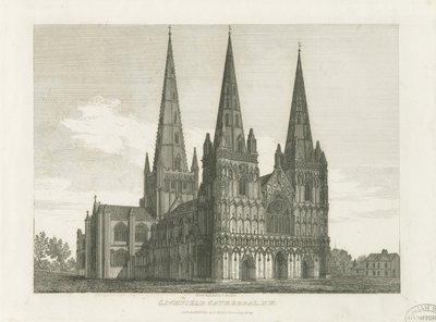 Catedral de Lichfield - Fachada Oeste: grabado, s.f. [c. 1820] de John Chessell Buckler