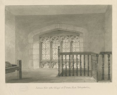 Pillaton Hall - Interior de la Capilla: dibujo en sepia, 1841 de John Chessell Buckler