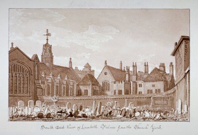 Vista sureste del Palacio de Lambeth desde el cementerio, Londres, 1828 de John Chessell Buckler