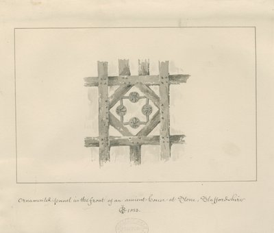 Piedra - Panel ornamental en una casa antigua: dibujo a la aguada en sepia de John Chessell Buckler