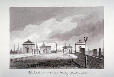 Casas de peaje en el Puente de Southwark, Londres, 1827 de John Chessell Buckler
