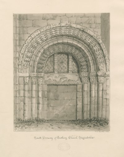 Iglesia Priorato de Tutbury - Puerta Sur de John Chessell Buckler