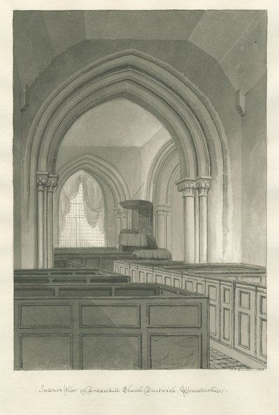 Worcestershire - Droitwich - Interior de la Iglesia de Dodderhill de John Chessell Buckler