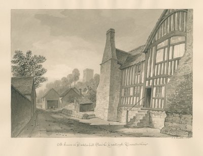 Worcestershire - Droitwich - Dodderhill Old House: dibujo en sepia de John Chessell Buckler