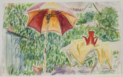 Sombrilla de sol en el jardín de John Christensen