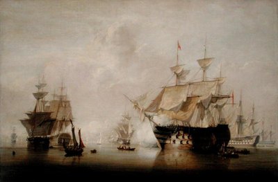 Buques de guerra secando sus velas de John Christian Schetky