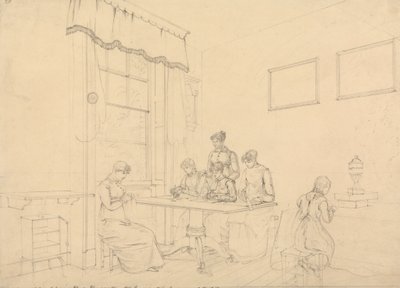 Una habitación en Great Grove House, Kensington, Seminario de la Sra. Bavizzetti de John Claude Nattes