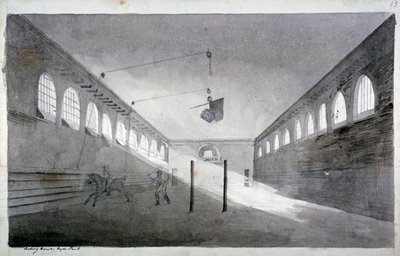 Vista Interior de la Casa de Equitación, Hyde Park, Londres, c. 1811 de John Claude Nattes