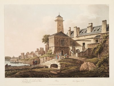 París, Carro de Bomberos, ilustración de Versalles, París y Saint Denis, pub. 1809 de John Claude Nattes