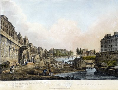 París: Vista del Puente Notre-Dame - en “París visto por J.C. Mats”, ed. Miller, Londres de John Claude Nattes