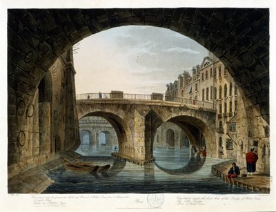 París: el pequeño puente en "París visto por J.C. Mats", ed. Miller, Londres de John Claude Nattes