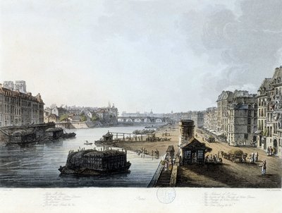 París, el puente Notre-Dame - dibujo por J.C. Mats, c.1810 de John Claude Nattes