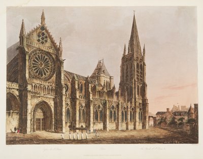 La Iglesia de St Denis, ilustración de Versalles, París y Saint Denis, pub. 1805 de John Claude Nattes