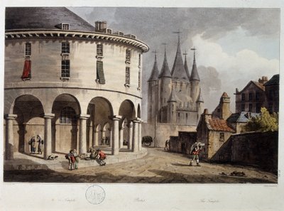 El Templo de París (litografía, principios del siglo XIX) de John Claude Nattes